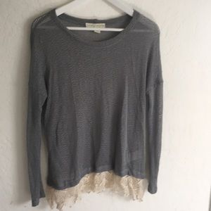 Urban Outfitters - light grey sweater bottom lace